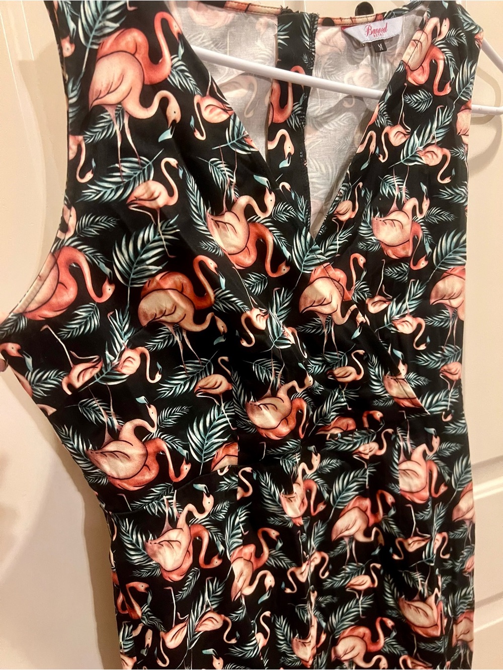 Sleeveless Black Flamingo Print Dress by Banned
